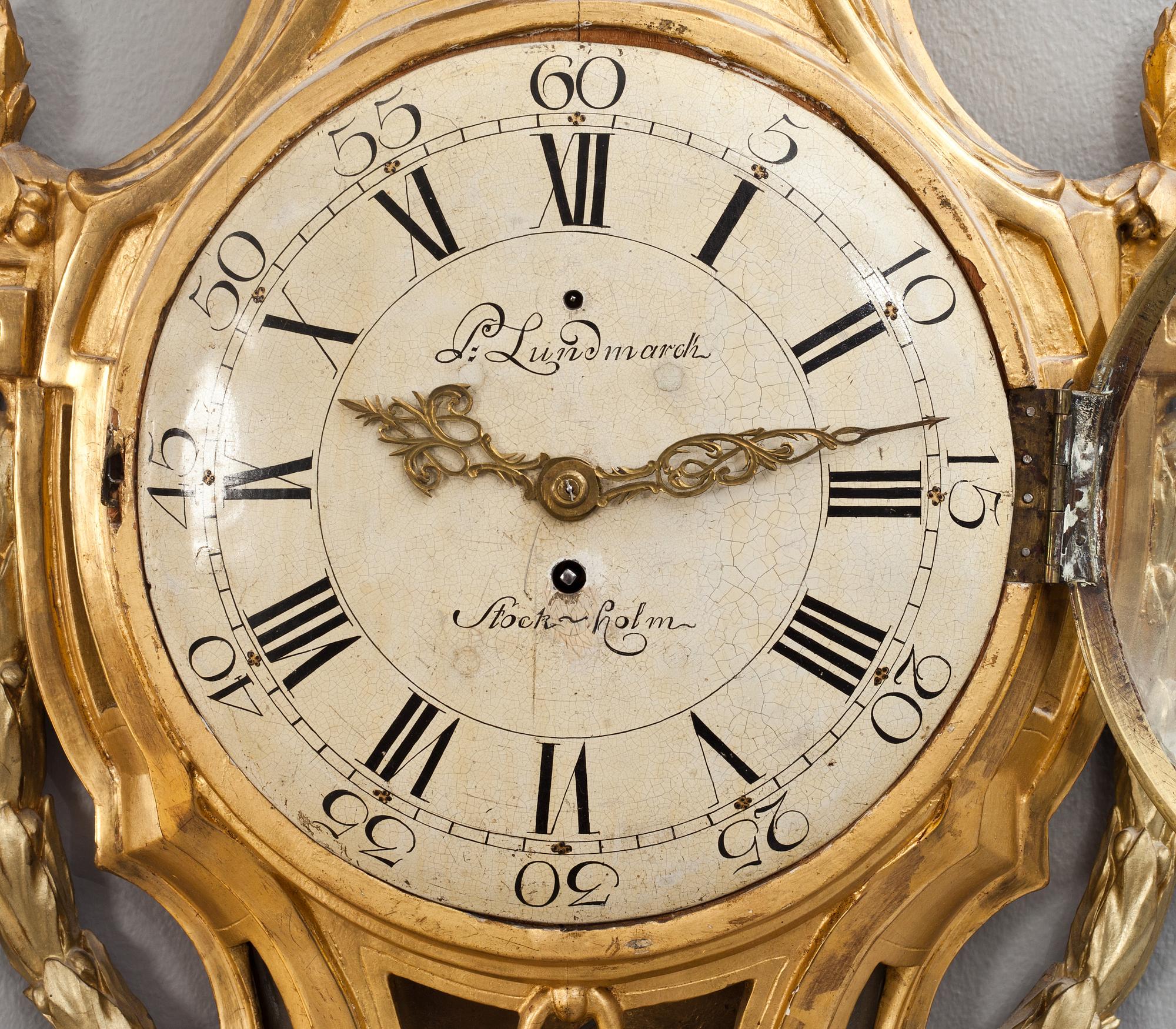 VÄGGPENDYL, gustaviansk, Petter Lundmark, Stockholm, 1700-tal.