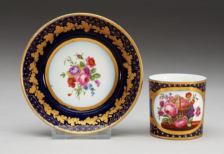 A "Sévres" cup and saucer, 19th Century.