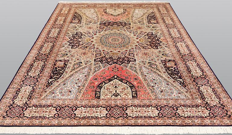 A part silk Tabriz carpet, so called 50 Radj, c. 300 x 200 cm.