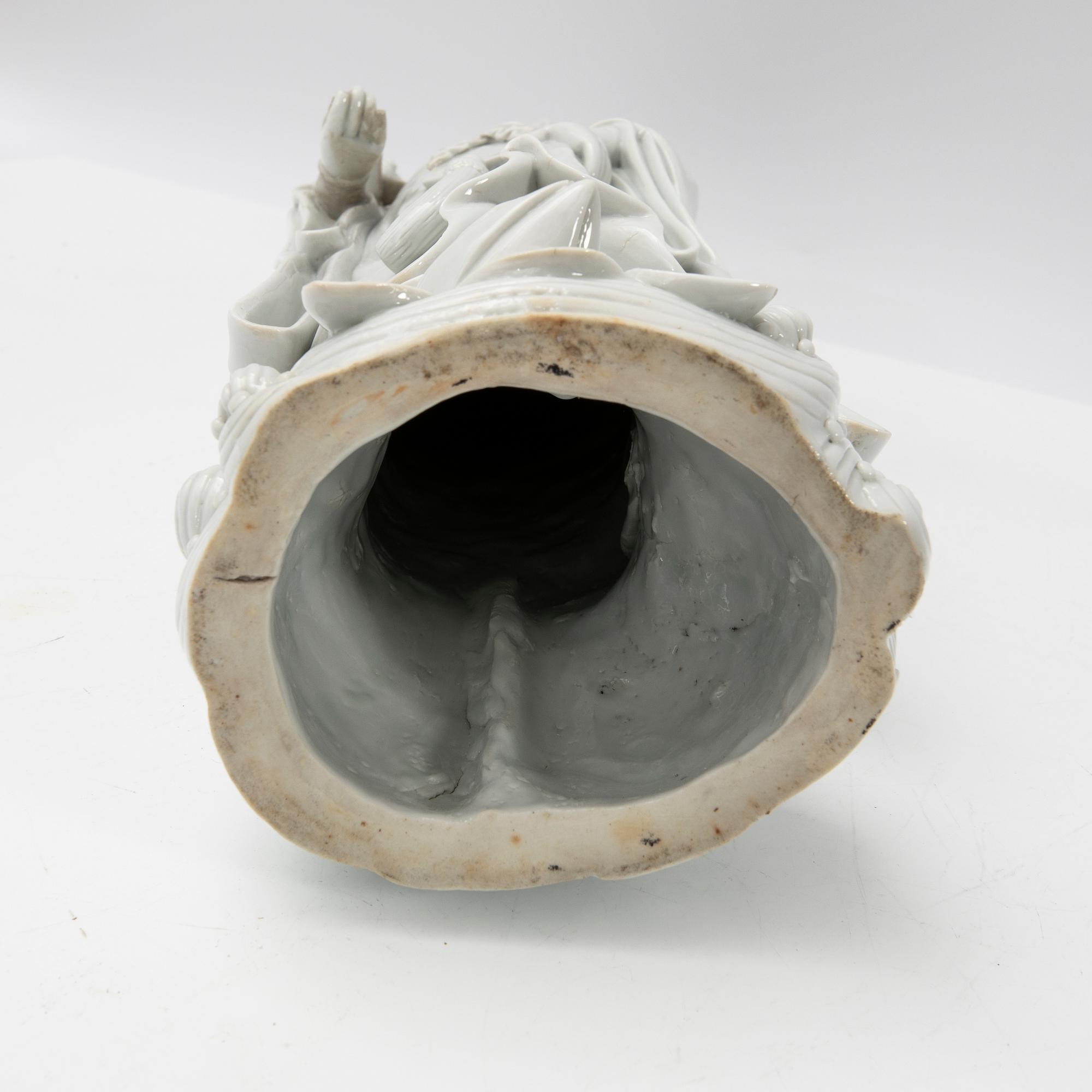Guanyin, porcelain, blanc de Chine, late Qing dynasty, 19th century.