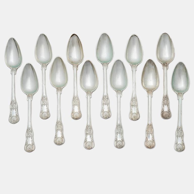 Gustaf Möllenborg, Table spoons, 12 pcs, silver, Stockholm 1915.
