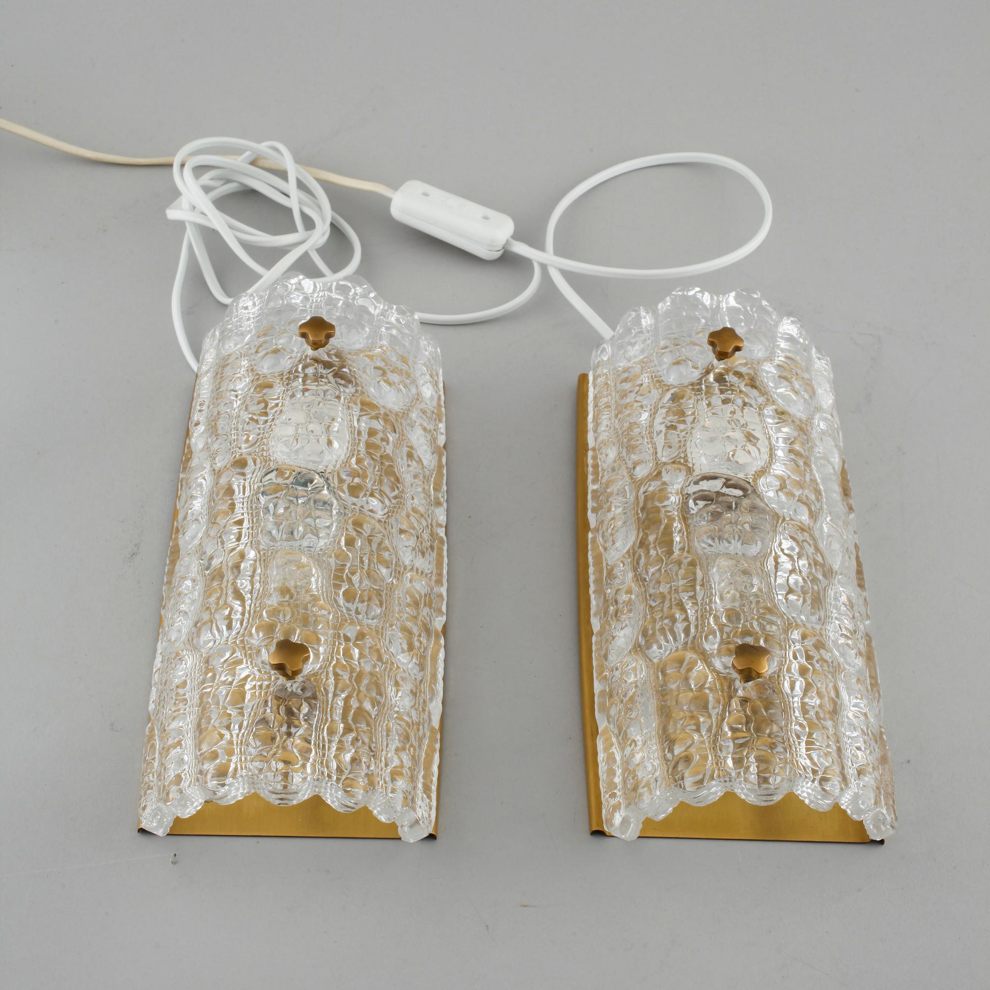 A pair of wall lamps by Carl Fagerlund for Orrefors, second half of the 20th century.