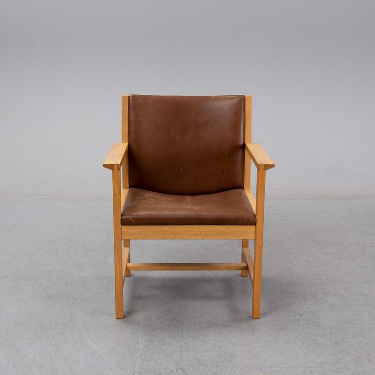 Børge Mogensen, an oak and brown leather 'BM 73' chair, A/S Frederica Stolefabrik, Denmark.