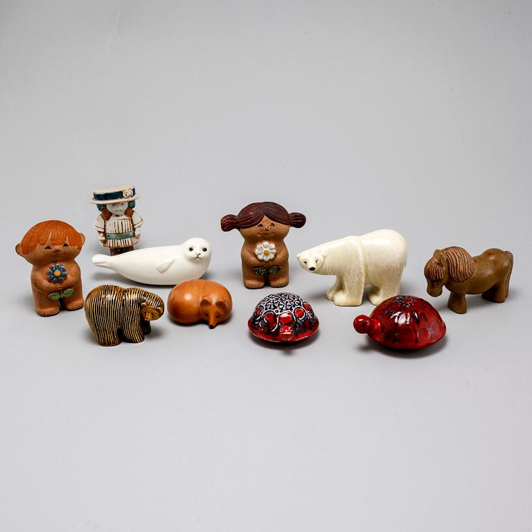 LISA LARSON, ten stoneware figurines for Gustavsberg, second half of the 20th century.