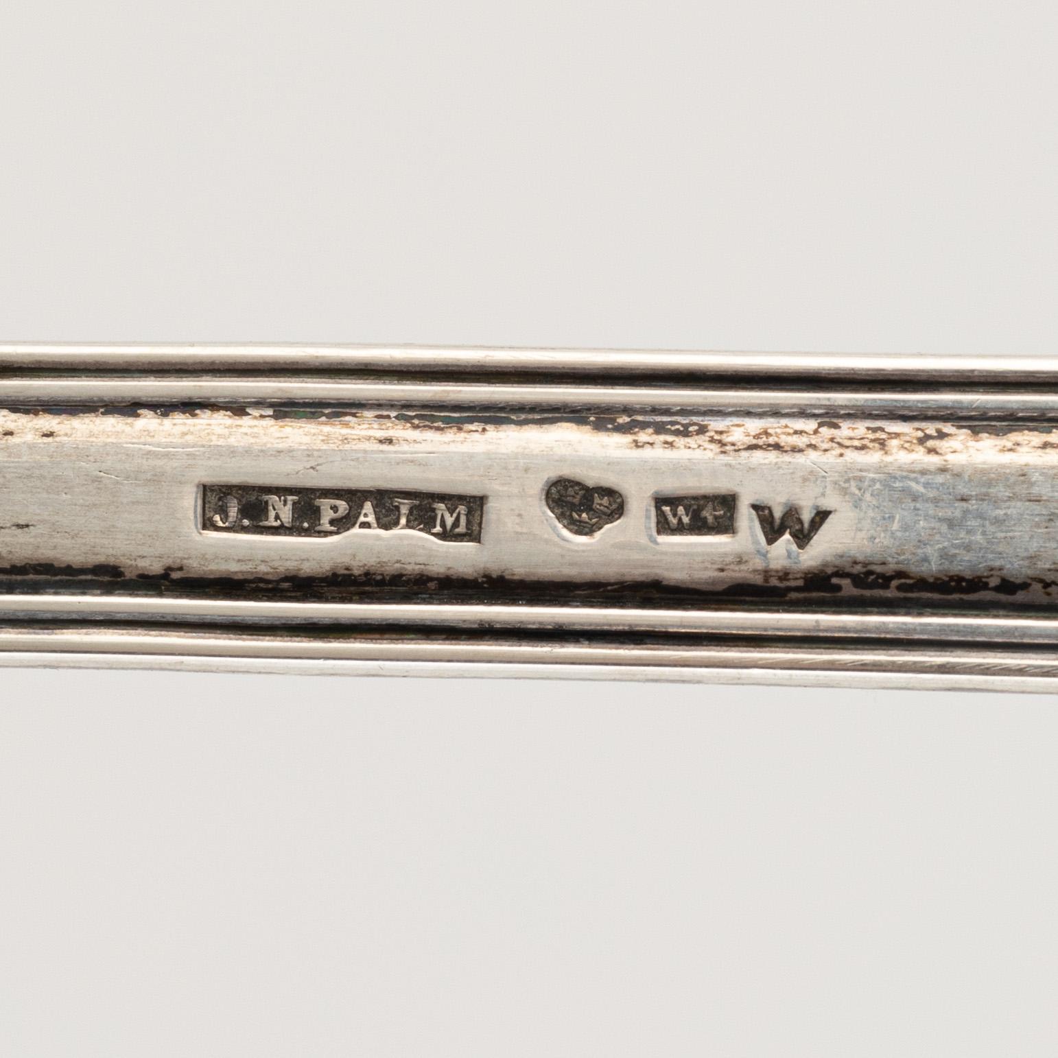 A silver soup lable by Johan Niklas Palm, Visby, Sweden, 1851.