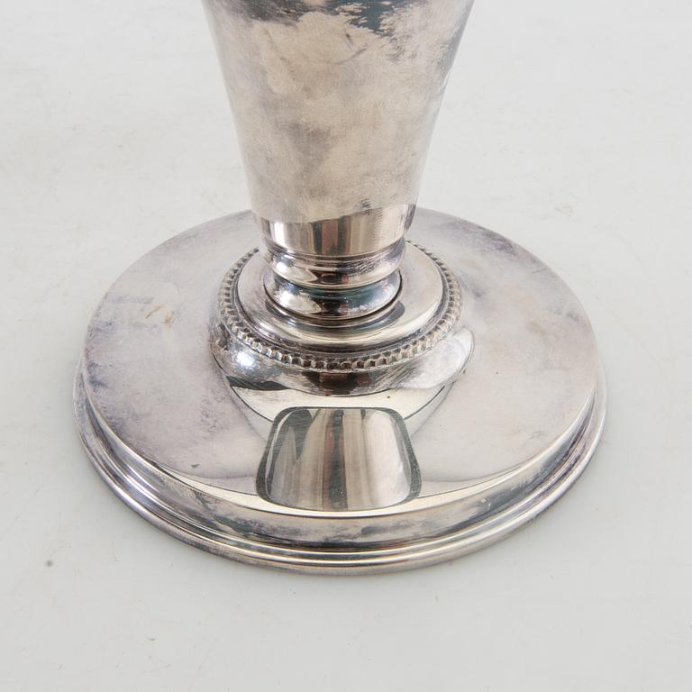 Candelsticks, a pair of silver-plated metal, first half of the 20th century.