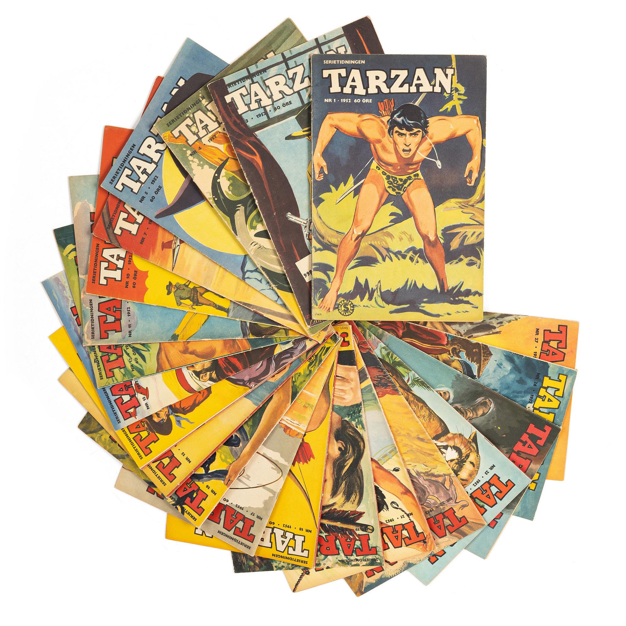 Comic books, 21 pieces, “Tarzan”, 1952.