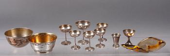 PARTI SILVER, 11 delar, bl a CG Hallberg, 1918-50.