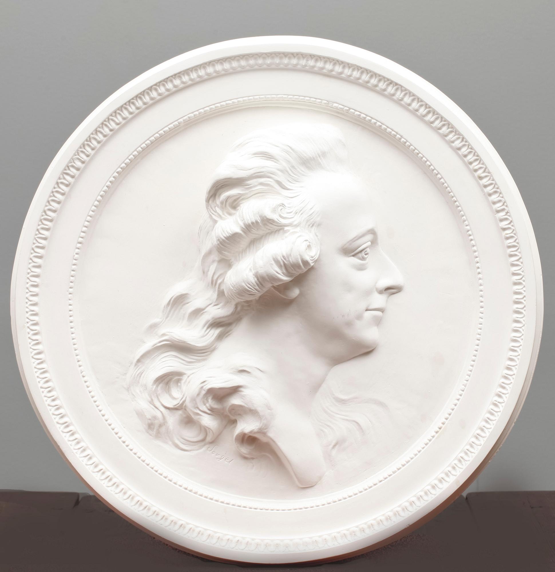 MEDALJONG, gips, efter Sergel, 1900-tal.