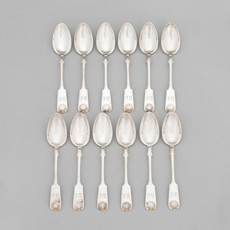 Bestickuppsättning, 47 dlr, silver, Musslan, Finland 1836-1935, mestadels V. Lindman, 1919.