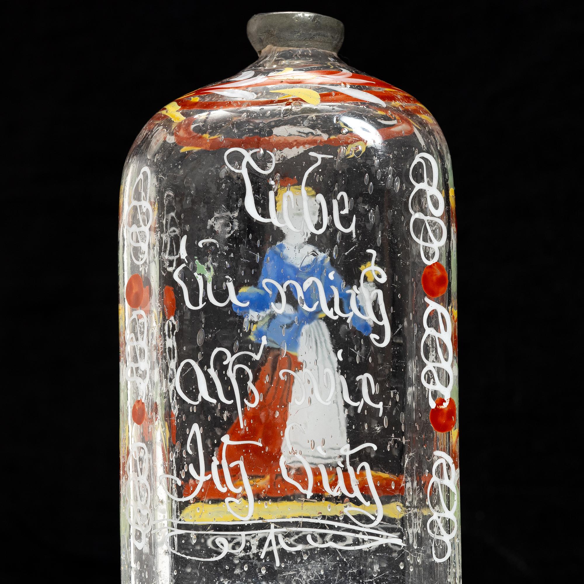 Three glass bottles, possibly Germany, 19th century.