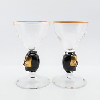 Bertil Vallien, Trophies, 2 pcs, "Head first", limited edition, Kosta Boda.