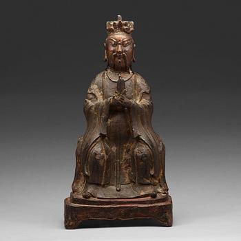 495. A seated bronze daoist dignitary, Ming dynasty (1368-1644).