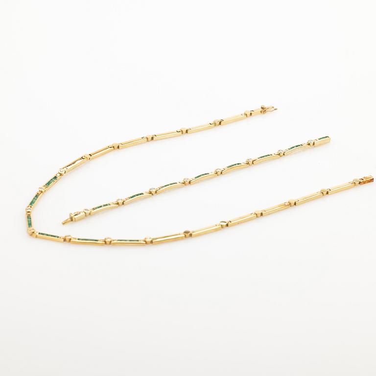 Necklace and bracelet, 18K, Old Orient.