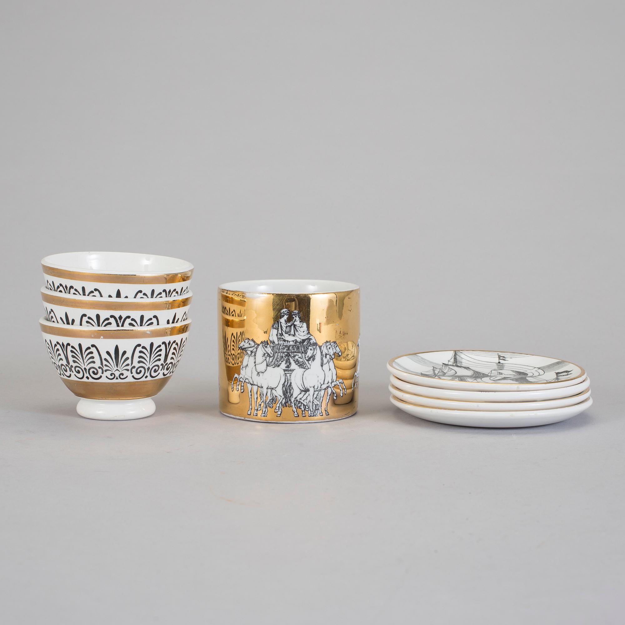 PARTI KERAMIK, 8 st, flintgods, Fornasetti, Italien, 1900-talets mitt.