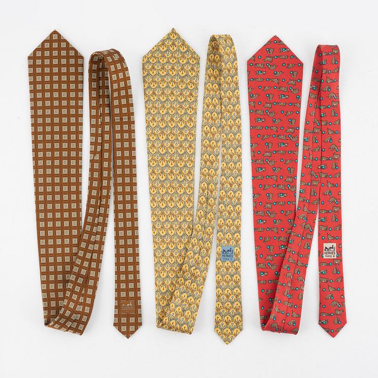 Hermès, three silk ties.
