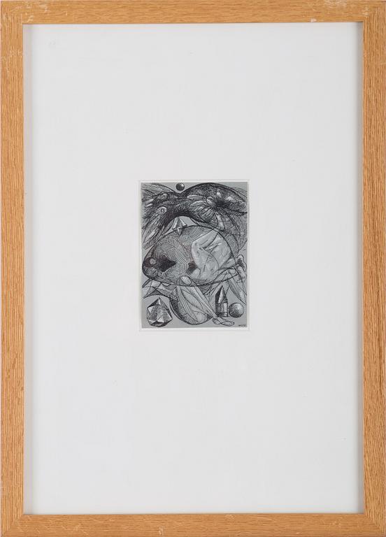 PETER WEISS, indian ink on paper, signed, executed in 1953.