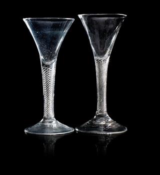 1193. A pair of English wine glasses, 18th Century. (2).