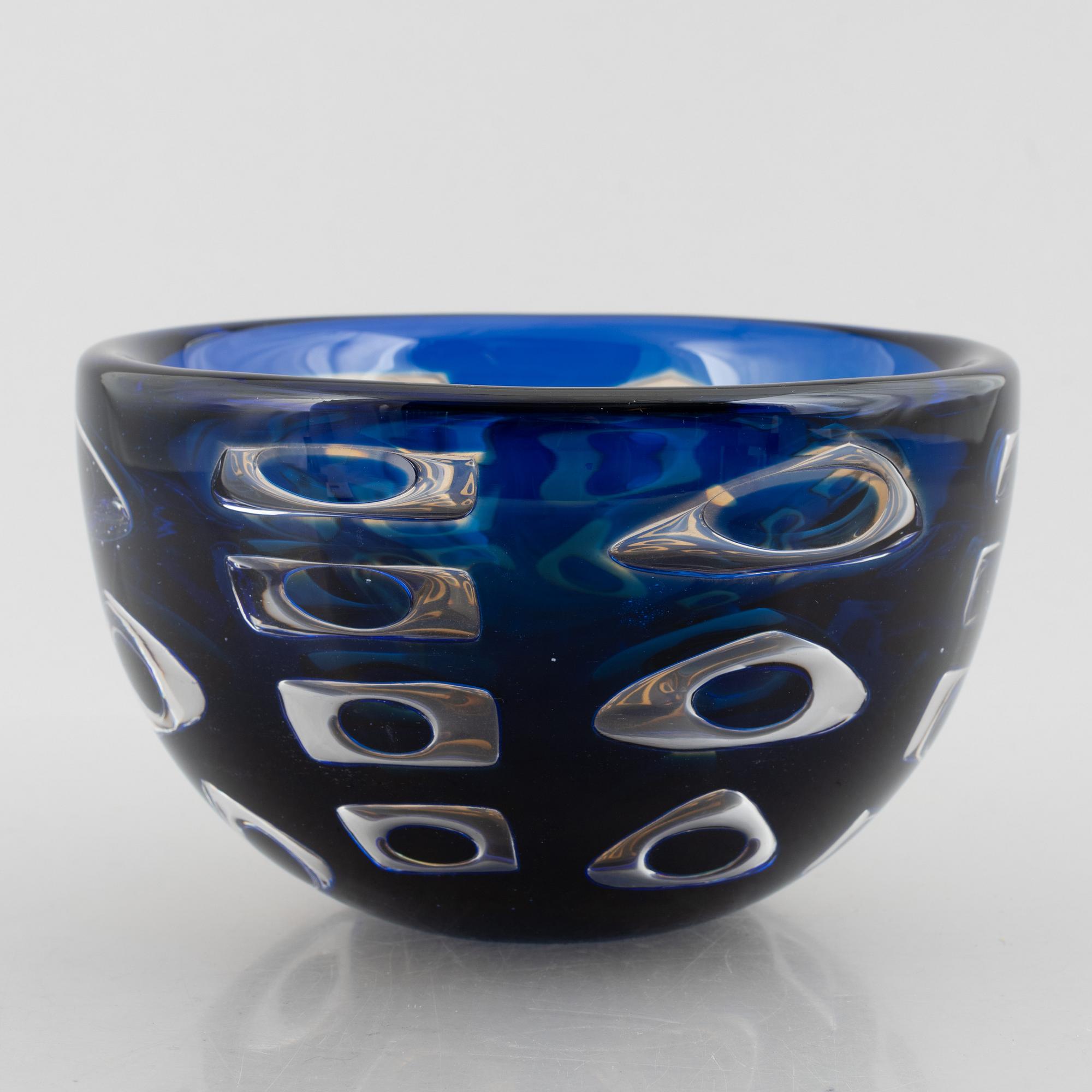 Ingeborg Lundin, skål, glas, ariel, Orrefors 1977.