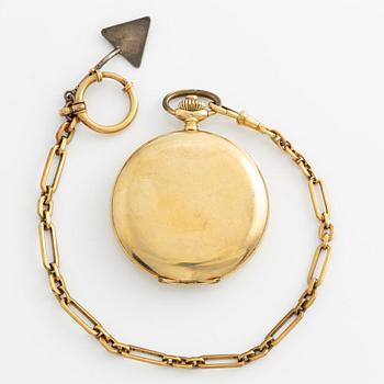 Viking, fickur 14k guld samt länk 18k guld, savonett, 51,5 mm.