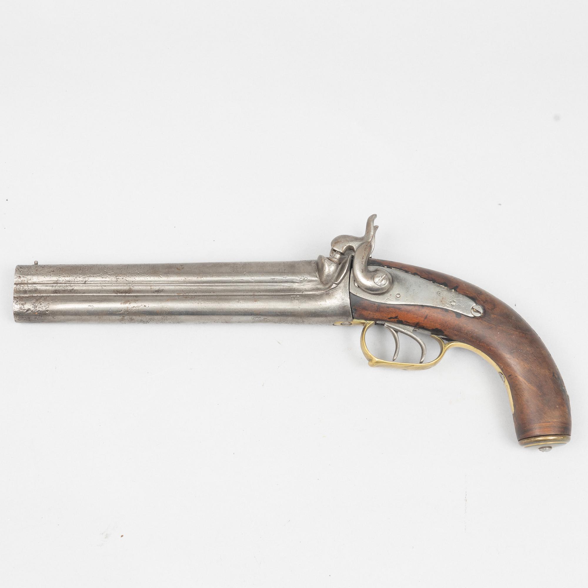 Slaglåspistol, dubbelpipig, 1800-talets andra hälft.