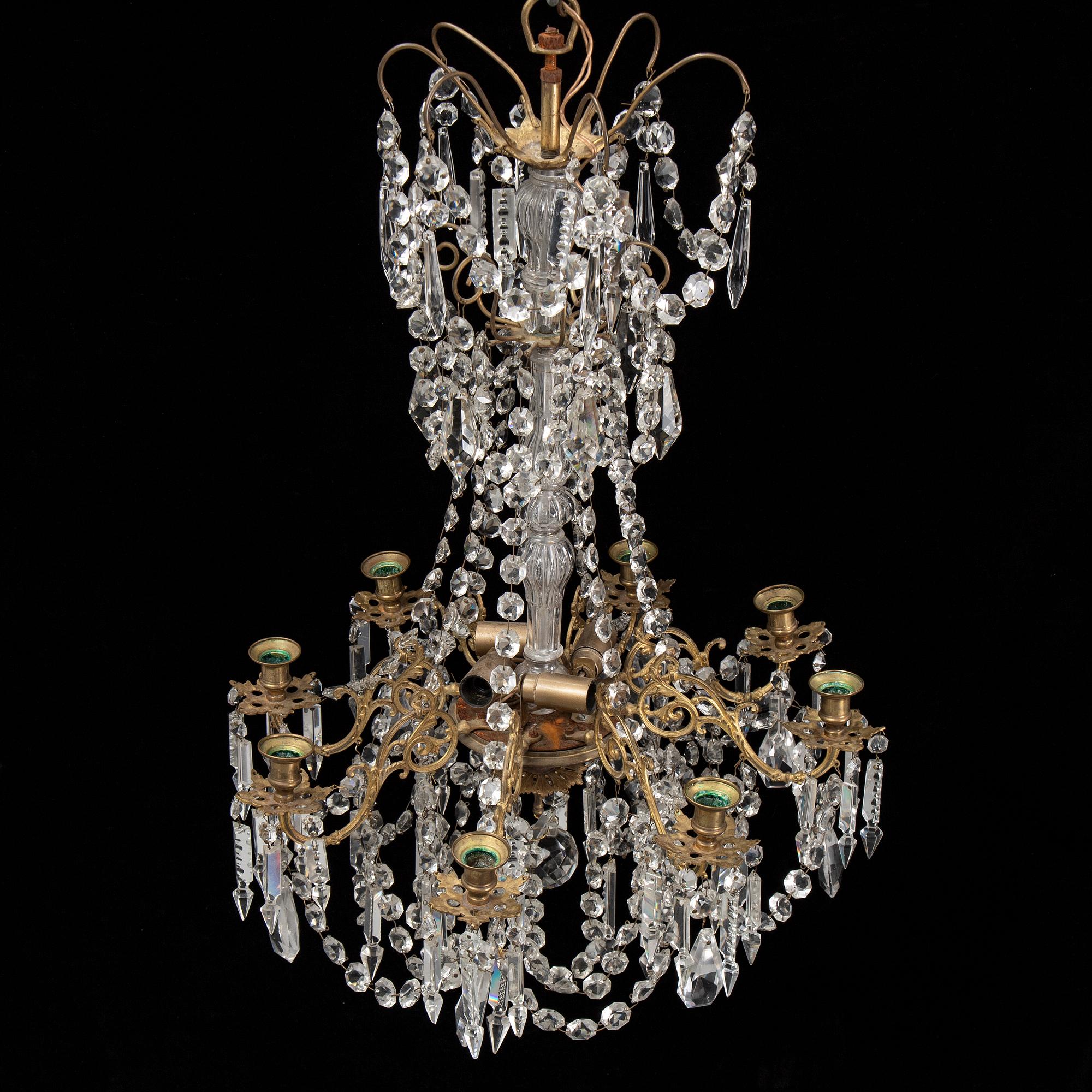 Ljuskrona, oscariansk, omkring 1900.