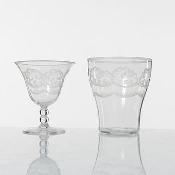 Simon Gate, glasservis, 38 delar, "Molnet", Orrefors.