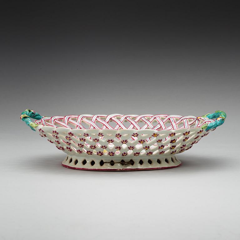 A German faience basket, 1770's, presumably Kiel or Stockelsdorf.