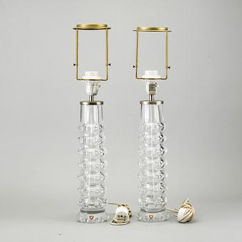 A pair of Orrefors table lamps later part of the 20th century.