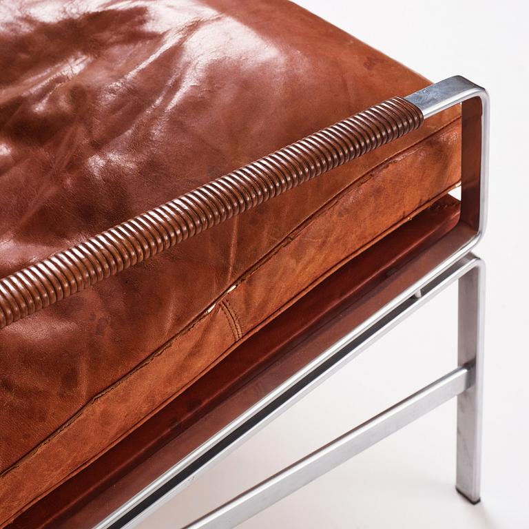 Preben Fabricius & Jørgen Kastholm, a two-seated brown leather sofa, Kill International, Germany 1960s.