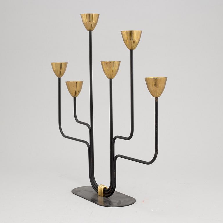 Gunnar Ander, a brass and metall six-light candelabra from Ystad Metall.