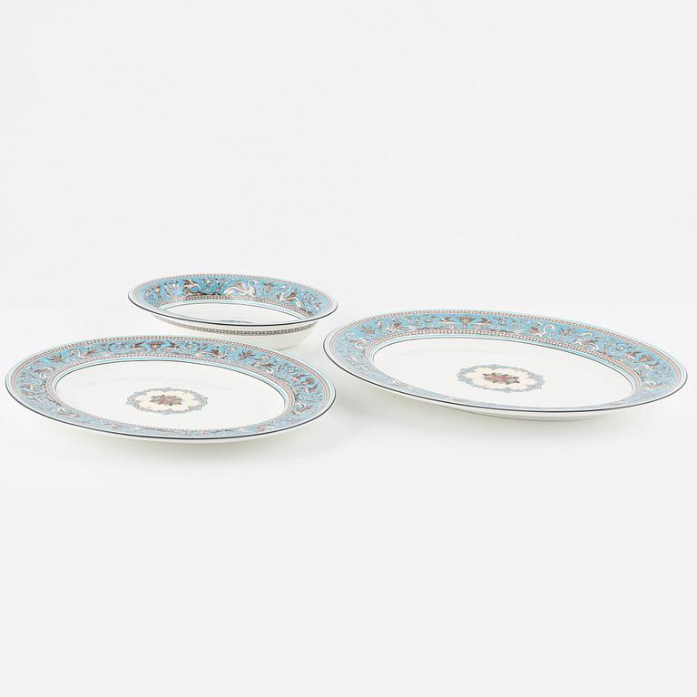 A 57-pieces "Florentine Turquoise", bone china service, Wedgewood, England, late 20th century.