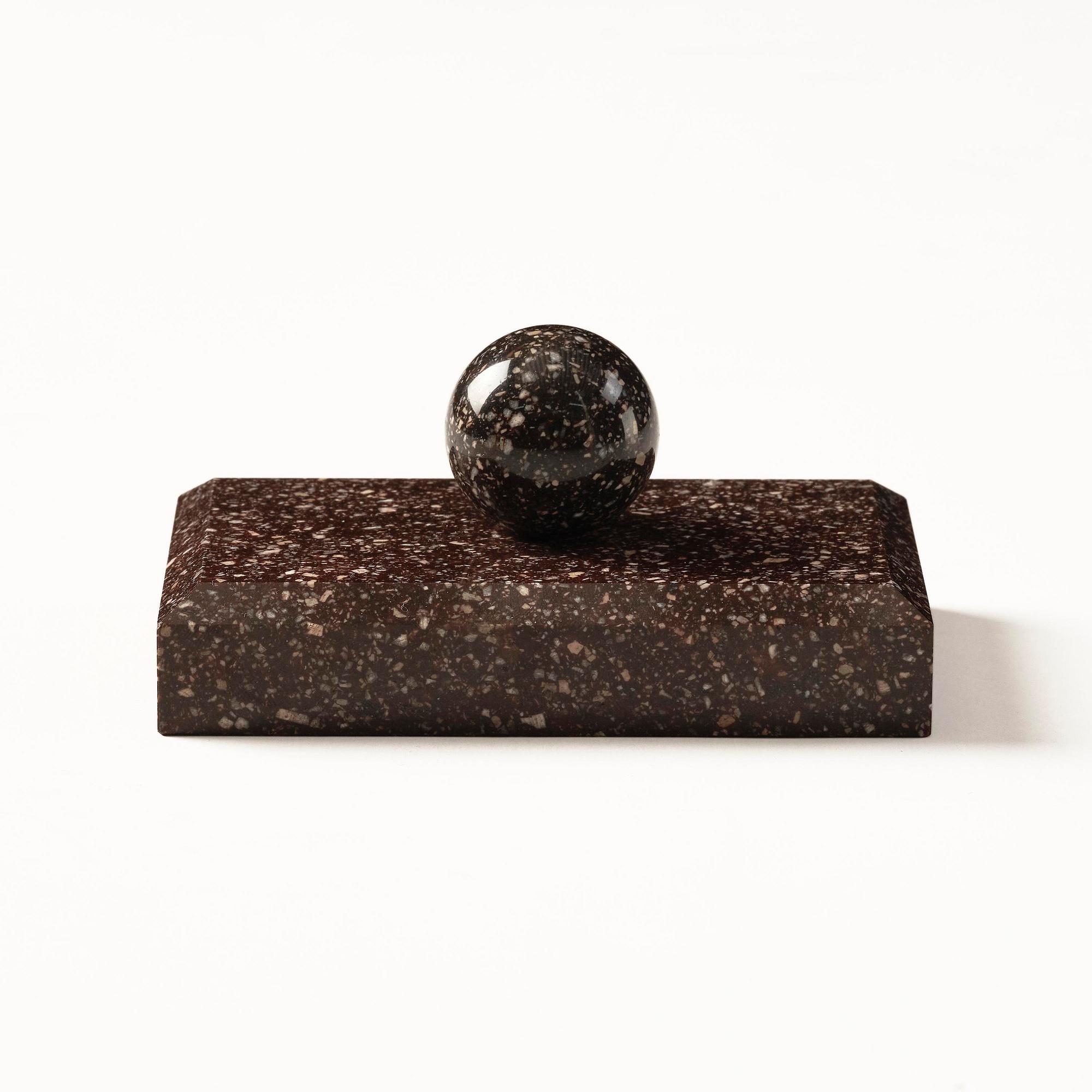A 'Blyberg' porphyry Empire paperweight from Älvdalen, first part 19th century.