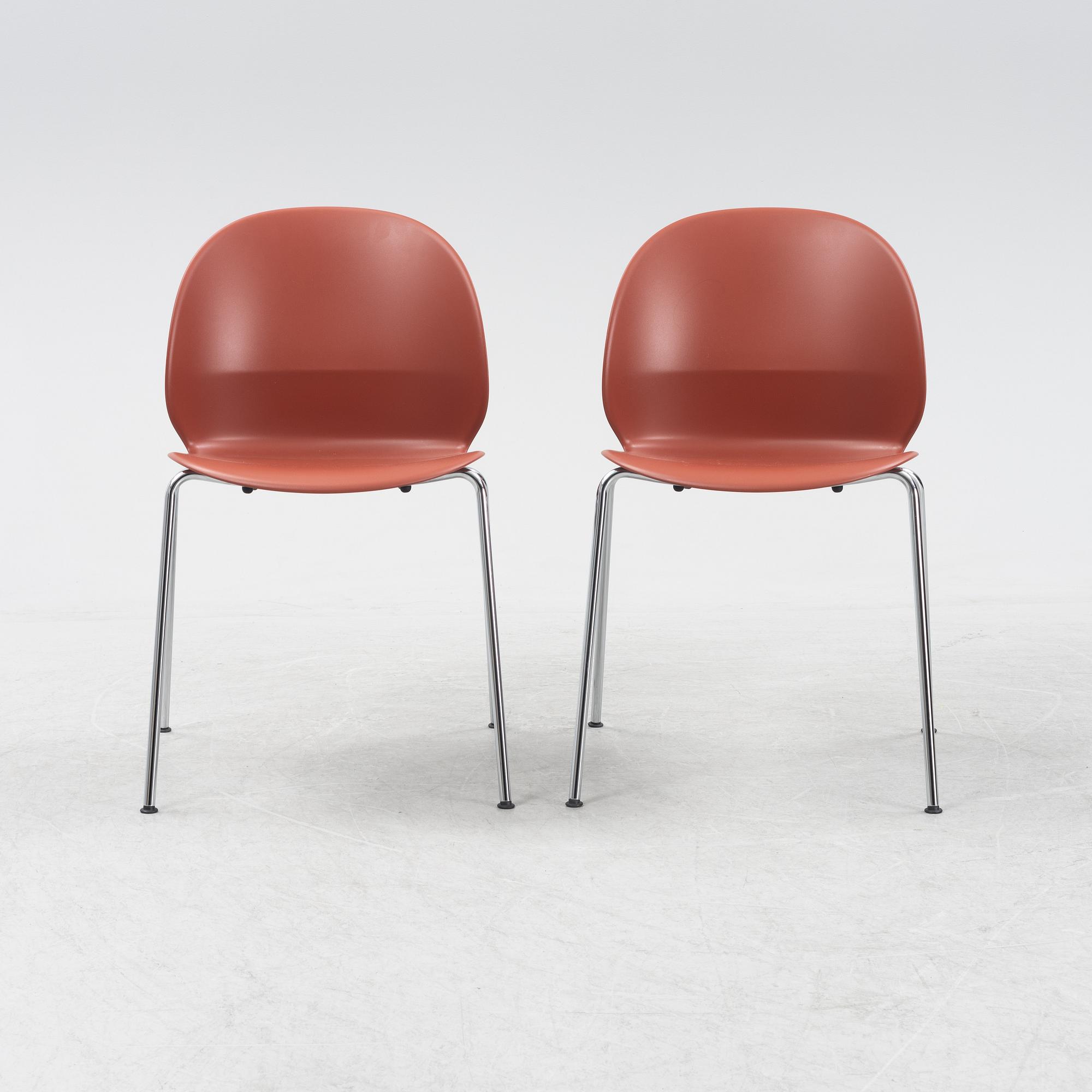Nendo, a set of six model 'N02-10 Recycle chairs, Fritz Hansen, Denmark, 2020.
