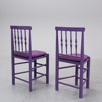 Björn Wiinblad, eight painted chairs, second half of the 20th Century.