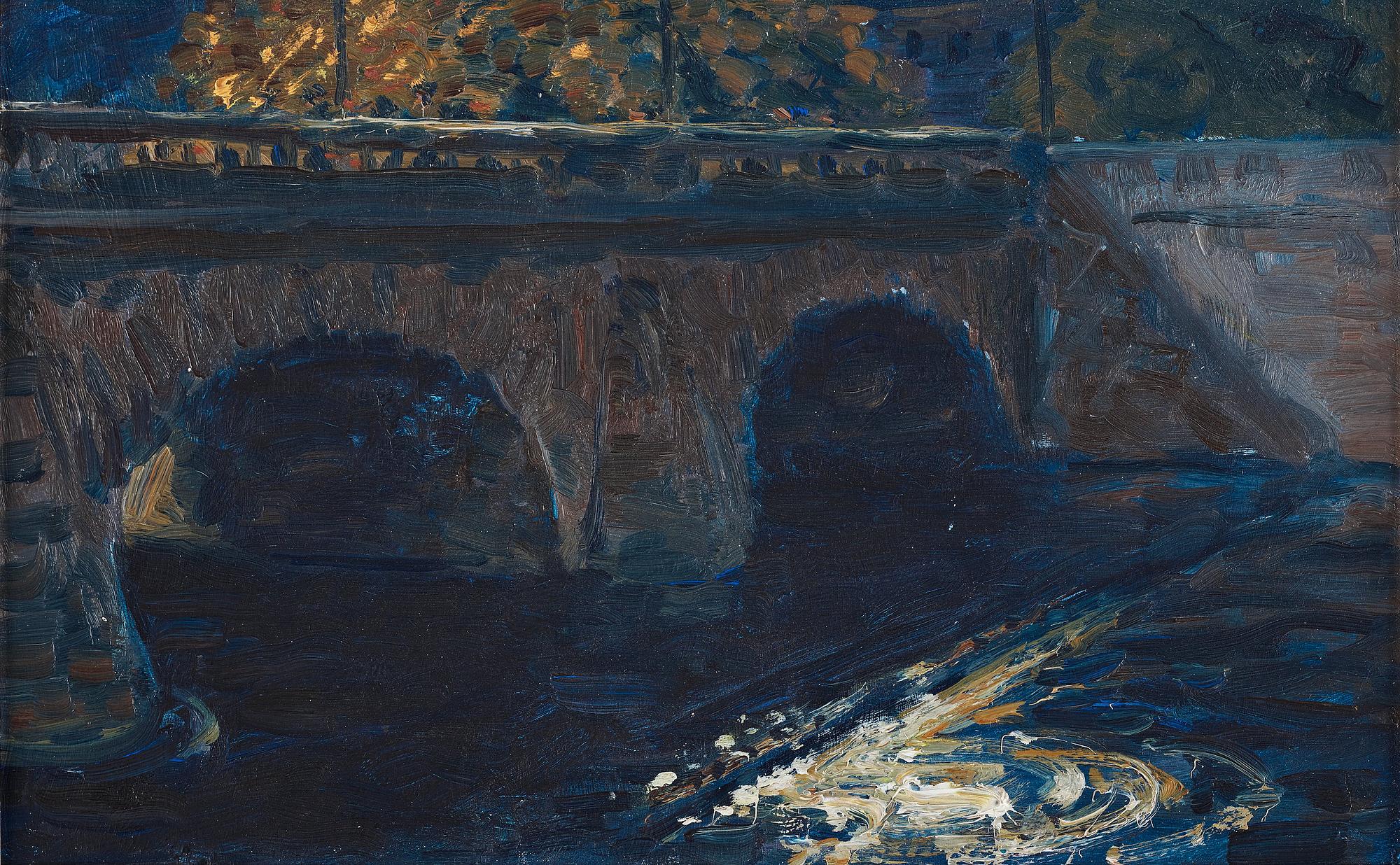 Nils Kreuger, "Norrbro en höstkväll" (Norrbro -autumn evening [Study] ).