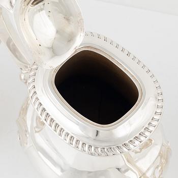 A Norwegian Silver Coffee Pot, Creamer and Sugar Bowl, mark of David Andersen, Oslo, mid-20th Century.