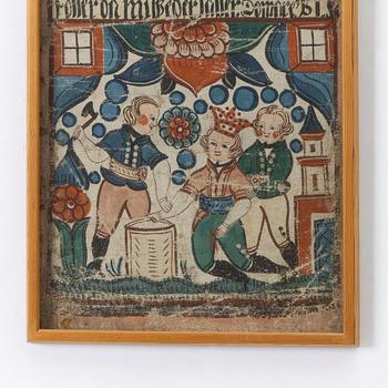 Bonadsmålning, 1800-tal, troligen Brearedsskolan, Halland.