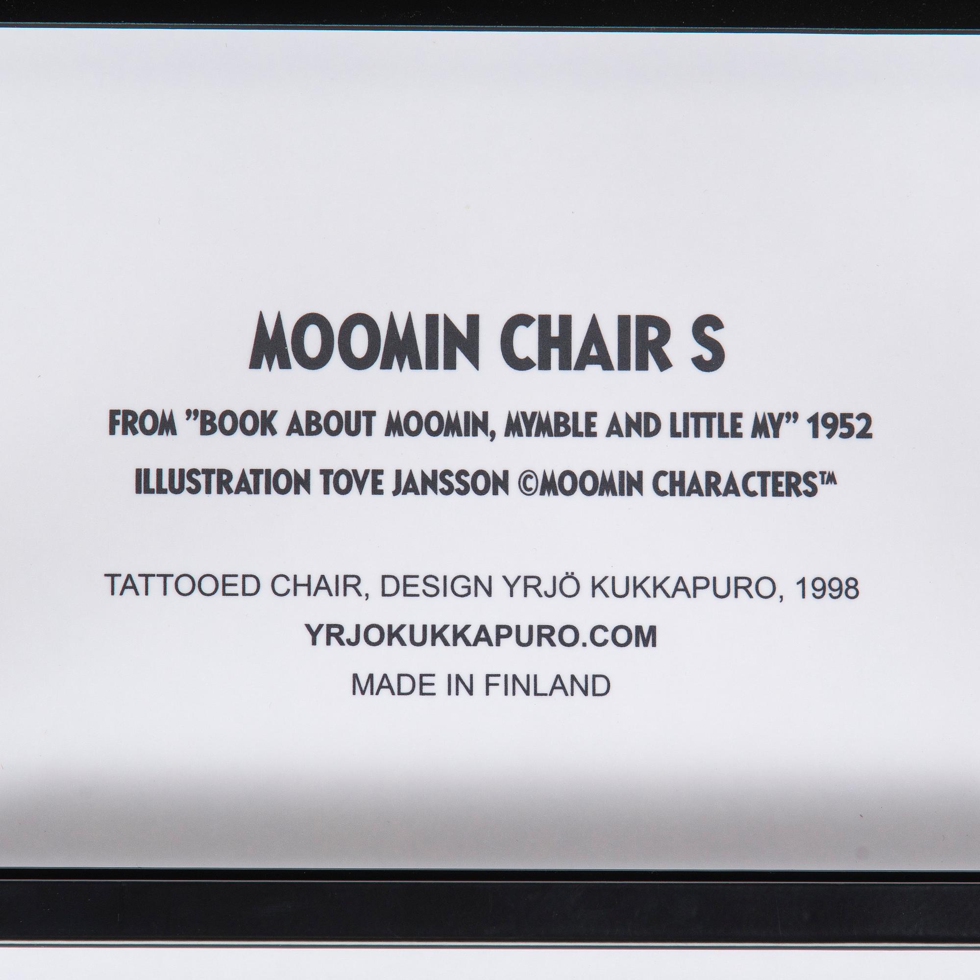Yrjö Kukkapuro, Children's furniture, two 'Moomin S chairs'  and a table collaboration with Modeo and Moomin Characters.