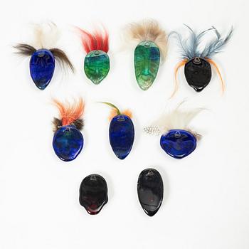 Kjell Engman, Nine glass masks, Kosta Boda.