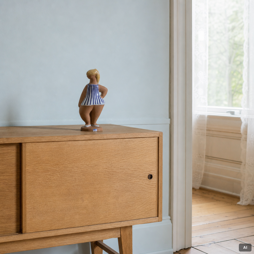 Lisa Larson, figurin, stengods, "Dora", ur serien "ABC-flickor", Gustavsberg.