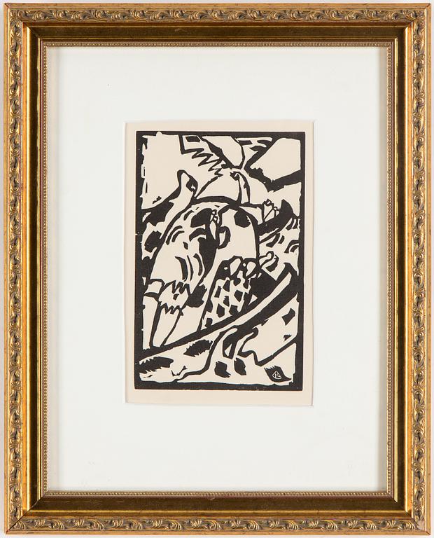 WASSILY KANDINSKY, after. Woodcut with printed signature. From:  XX:e siècle, Hommage à Kandinsky.