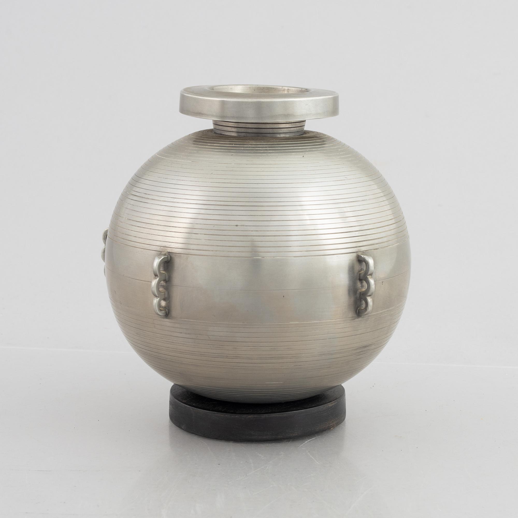 Sylvia Stave, a model 5497 pewter vase, C.G. Hallberg, presumably 1930's.