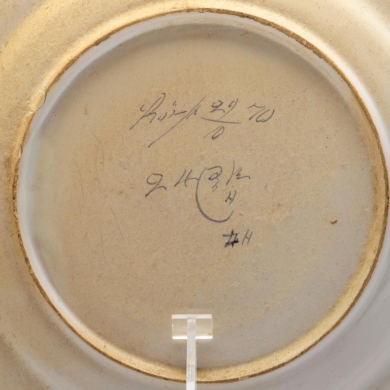 TALLRIKAR, sex stycken, olika, fajans. Marieberg och Rörstrand, 1700-tal.