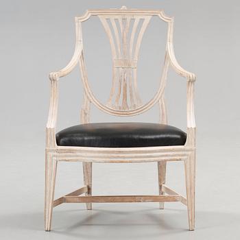 A Gustavian armchair by J E Höglander, master 1777.