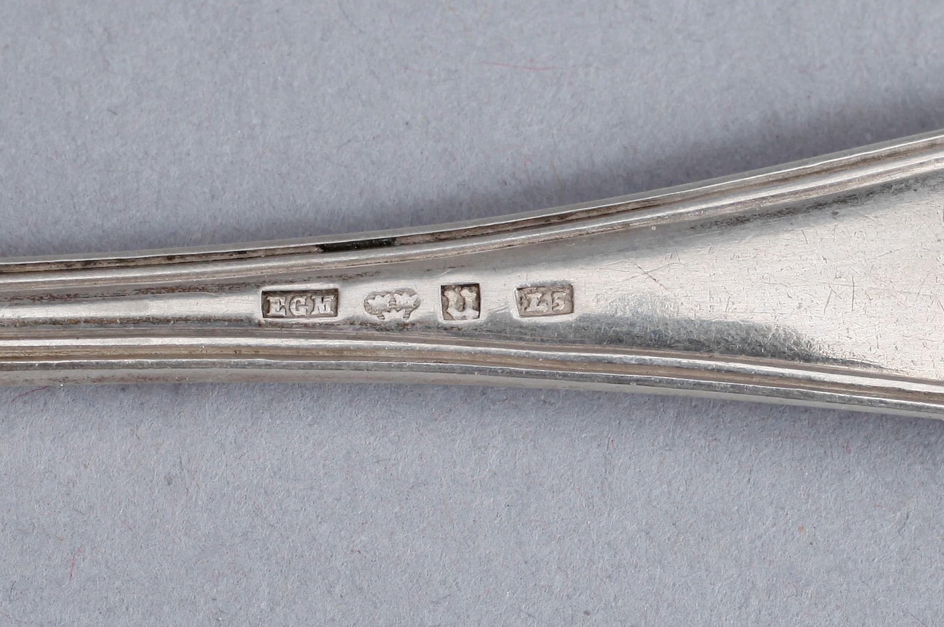 SERVISDELAR, silver, 36 delar, Sverige och Norge, 1800-/1900-tal. Total vikt ca 764 gram.