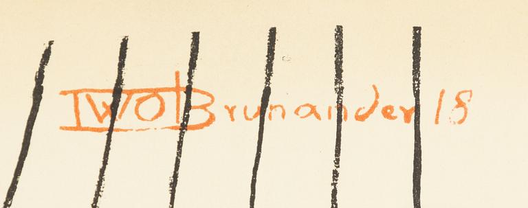 Iwo Brunander, litografisk affisch, "Skytte och Idrott Sommarfest Hammarby Idrottsplats", Rokotryck, A.-B. Kopia, 1918.