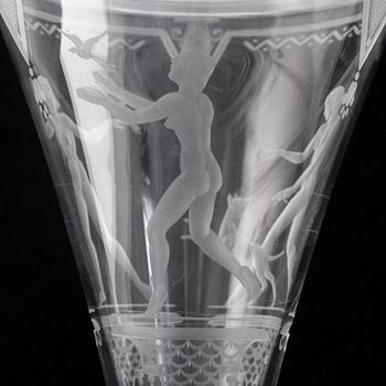 Edvin Ollers, a glass cup, Elme glasbruk, Sweden, 1932.