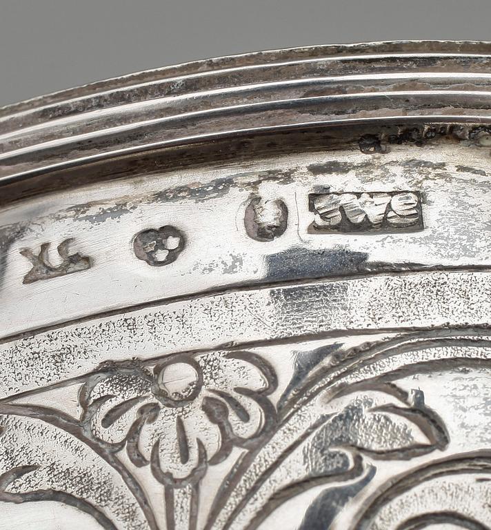 SOCKERSKÅL, silver, sengustaviansk, Stephan Westerstråhle, Stockholm 1809 Totalvikt ca 399 g.