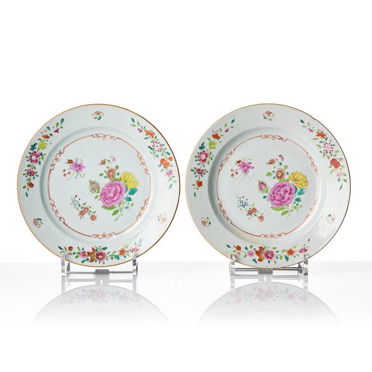 A set of 12 famille rose dishes, Qing dynasty, Qianlong (1736-95).
